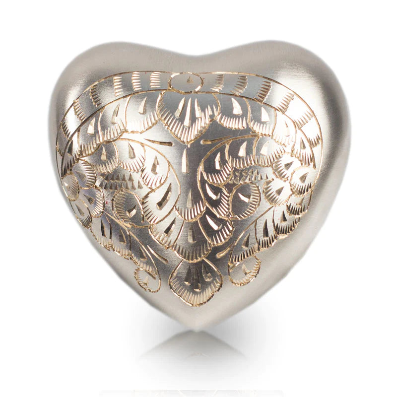 Platinum Cremation Heart Urn