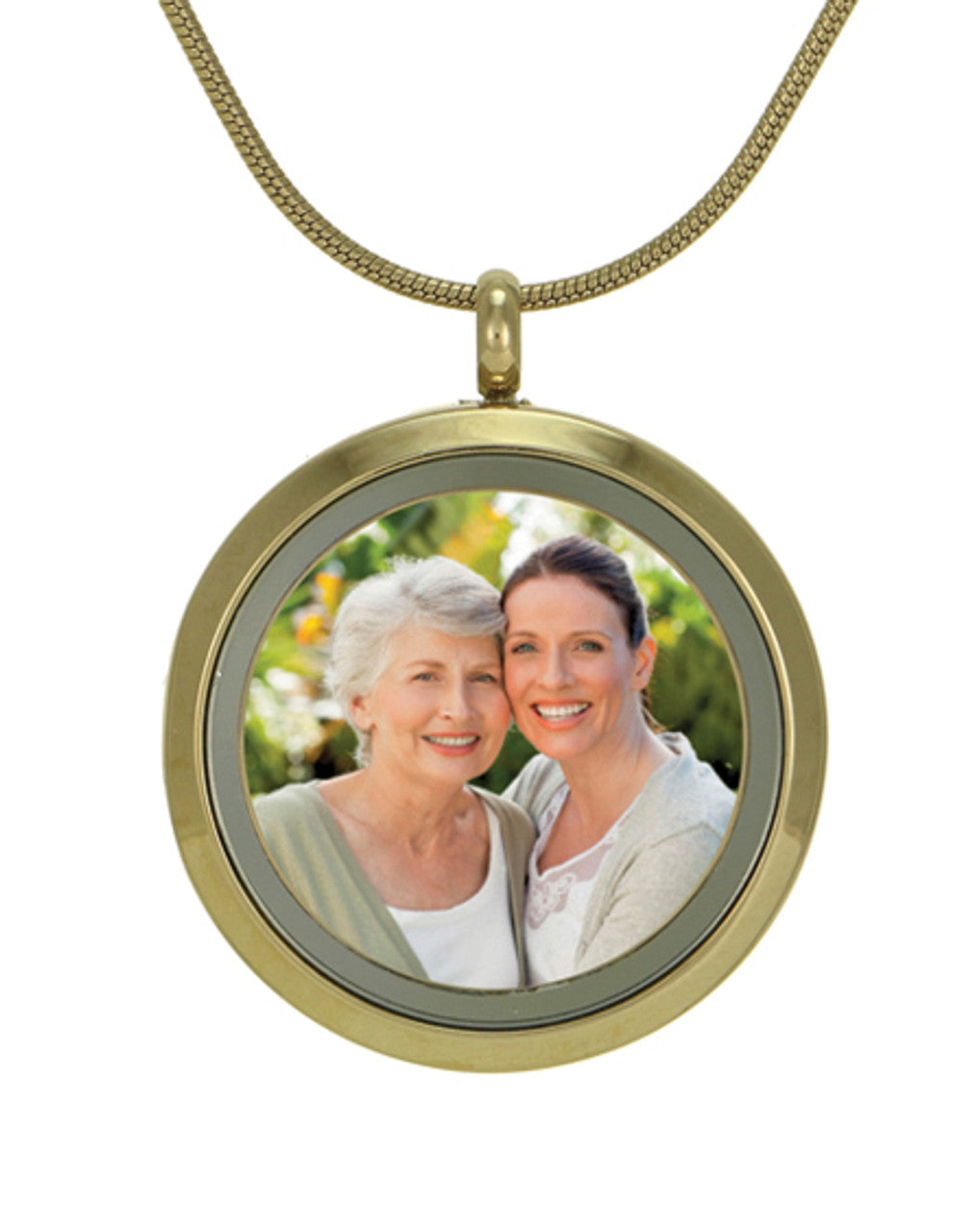 Round Photo Necklace, 14K Gold Plated