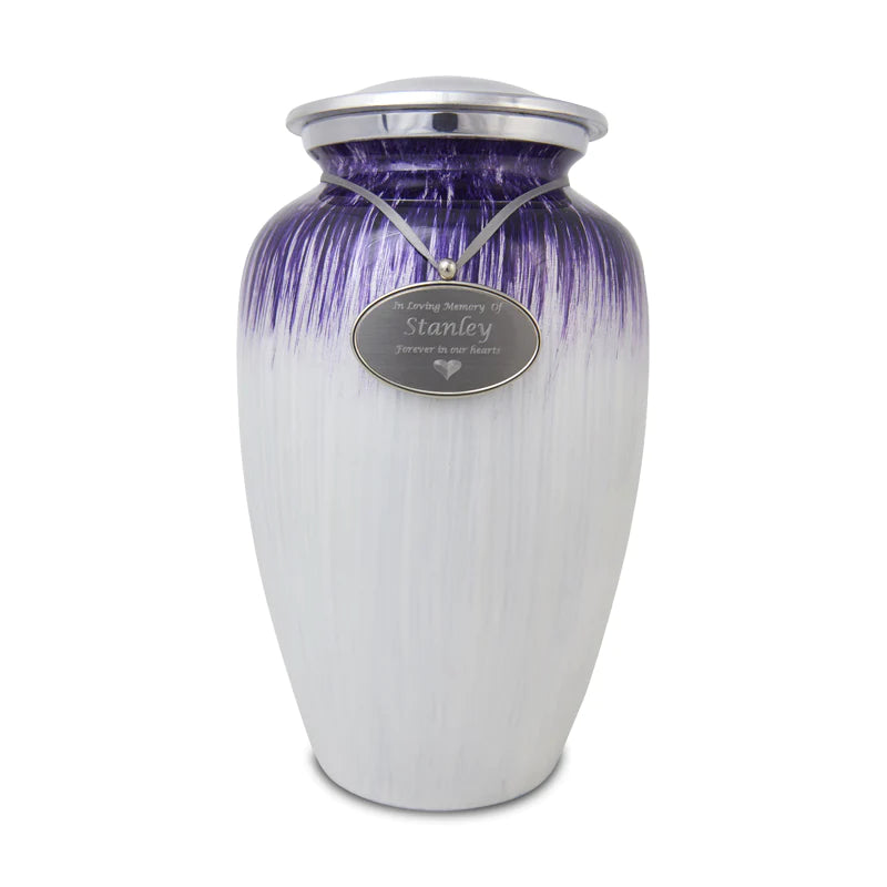 Enamel Purple and White Urn