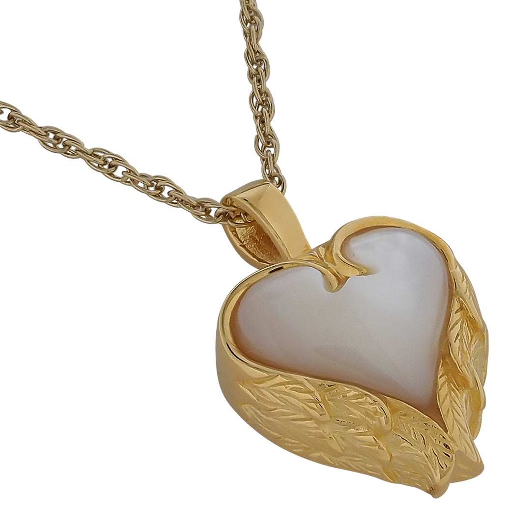 Heart Angel Wings Gold Necklace