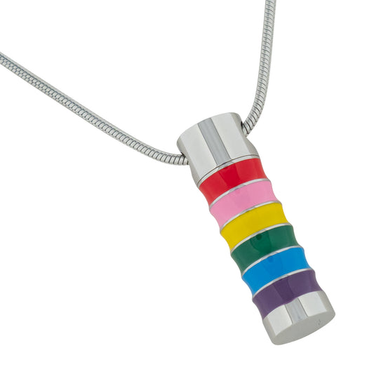 Rainbow Cylinder Stainless Steel Necklace