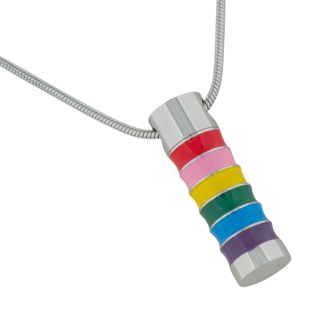 Rainbow Cylinder Stainless Steel Necklace