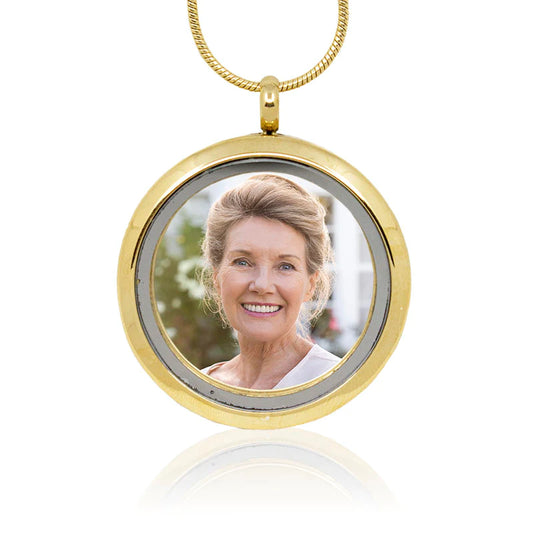 Round Stainless Steel Photo Necklace