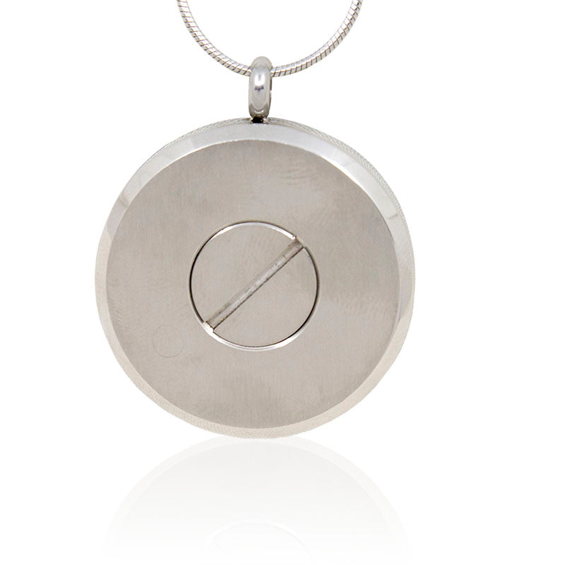 Pewter Round Stainless Steel Photo Necklace