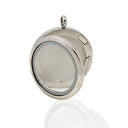 Pewter Round Stainless Steel Photo Necklace