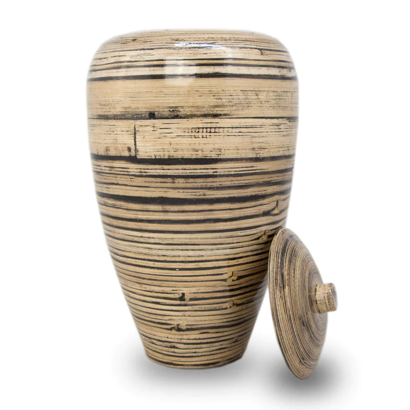 Bamboo Tall Black Lined Natural Urn