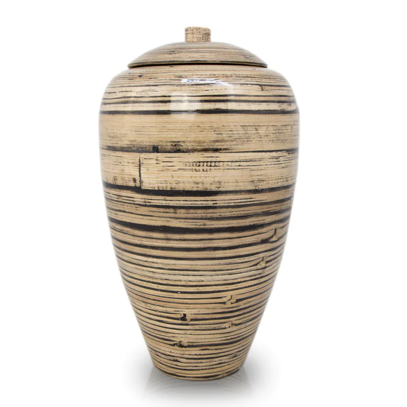 Bamboo Tall Black Lined Natural Urn