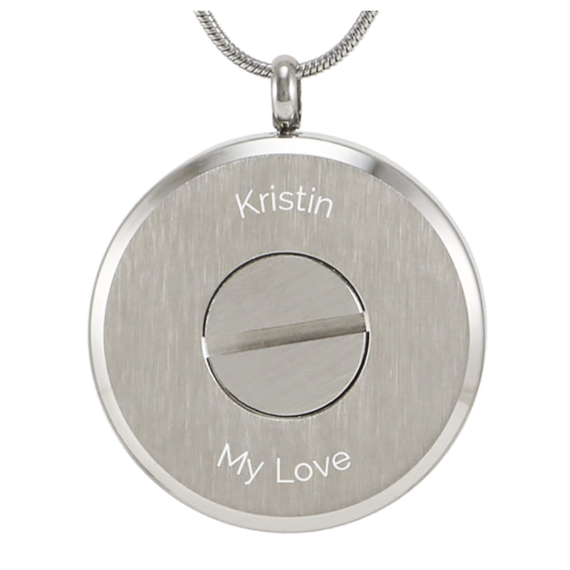 Pewter Round Stainless Steel Photo Necklace