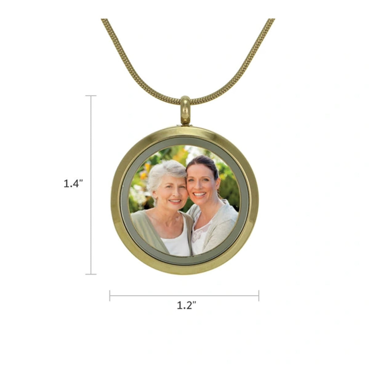 Round Photo Necklace, 14K Gold Plated