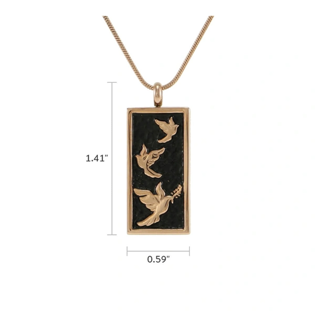 Embossed Doves Necklace, Rose Gold