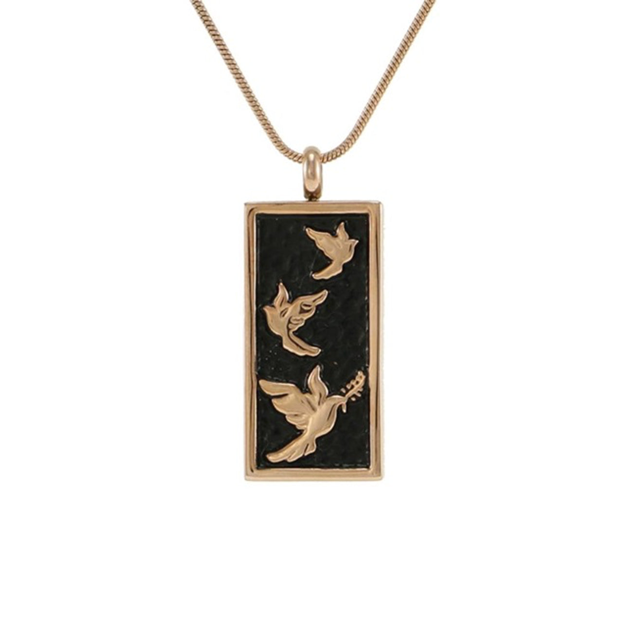 Embossed Doves Necklace, Rose Gold