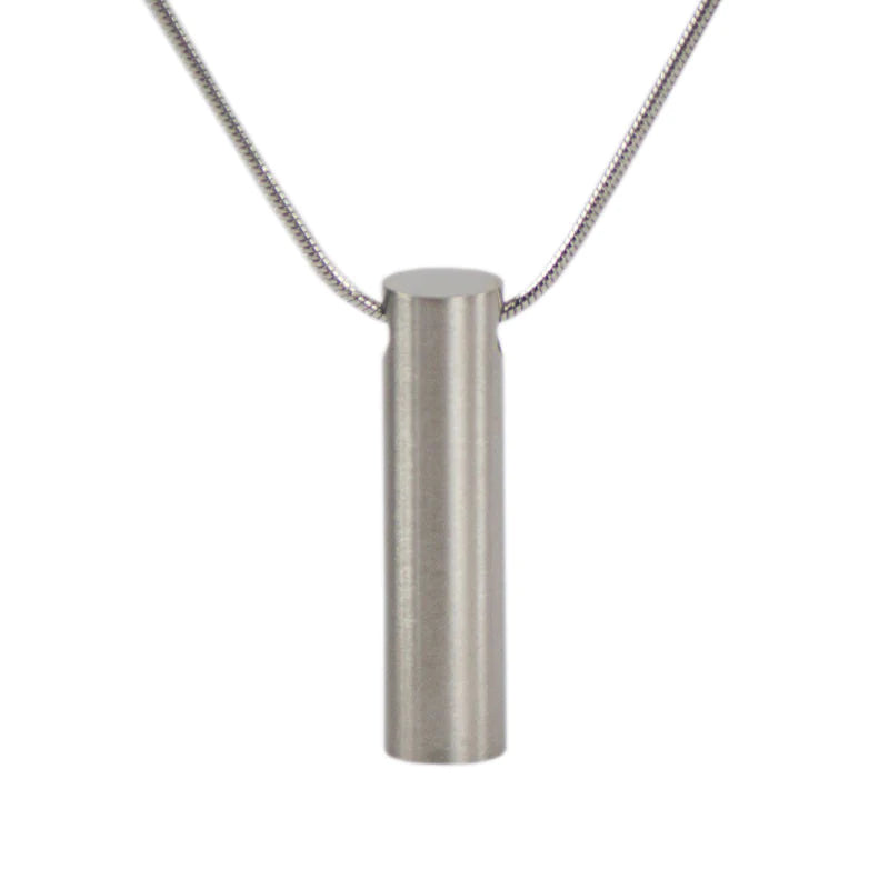 Pewter Cylinder Stainless Steel Necklace