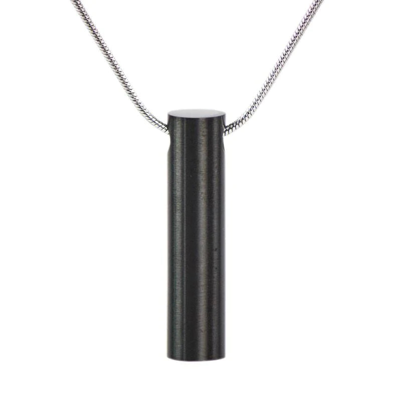 Onyx Cylinder Stainless Steel Necklace