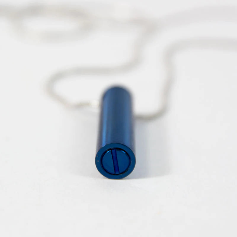 Blue Cylinder Stainless Steel Necklace