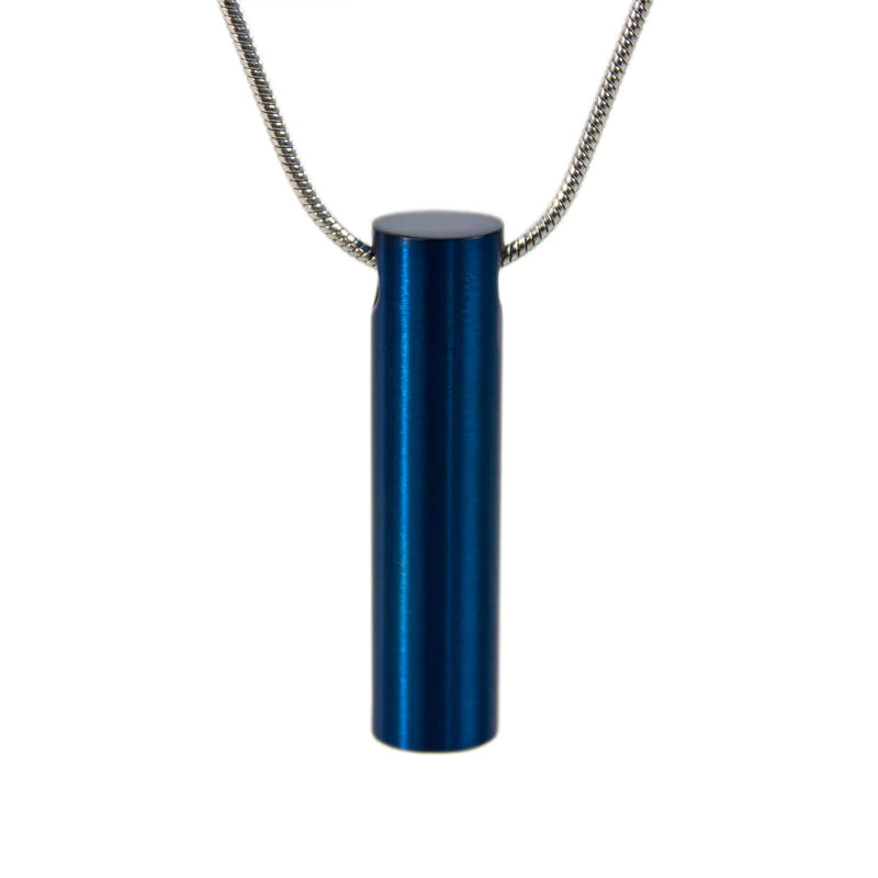 Blue Cylinder Stainless Steel Necklace