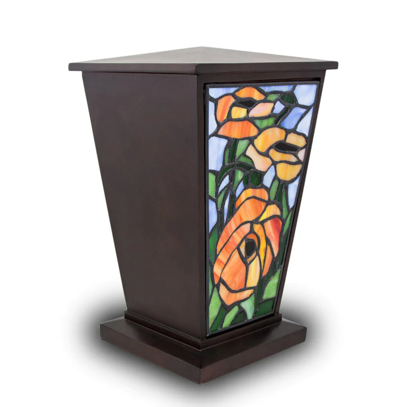 Red Orange Poppy Urn