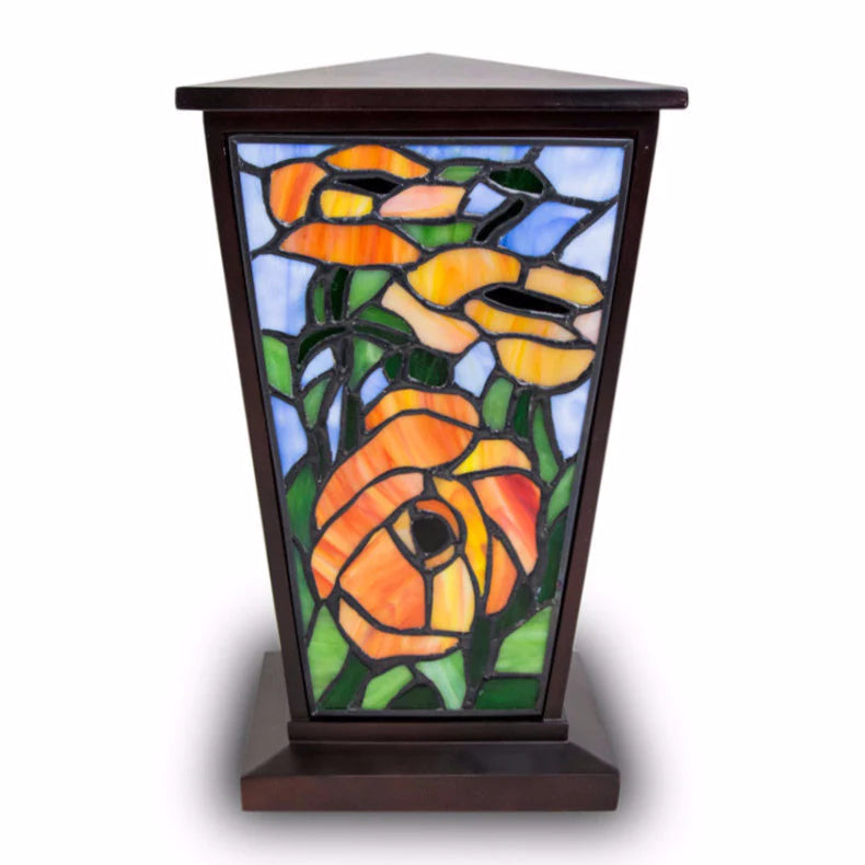 Red Orange Poppy Urn