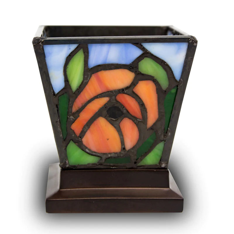 Red Orange Poppy Candle Holder