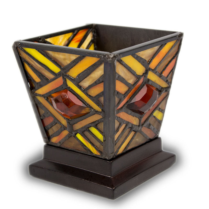 Mission Style Amber Candle Holder