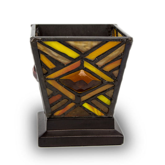 Mission Style Amber Candle Holder