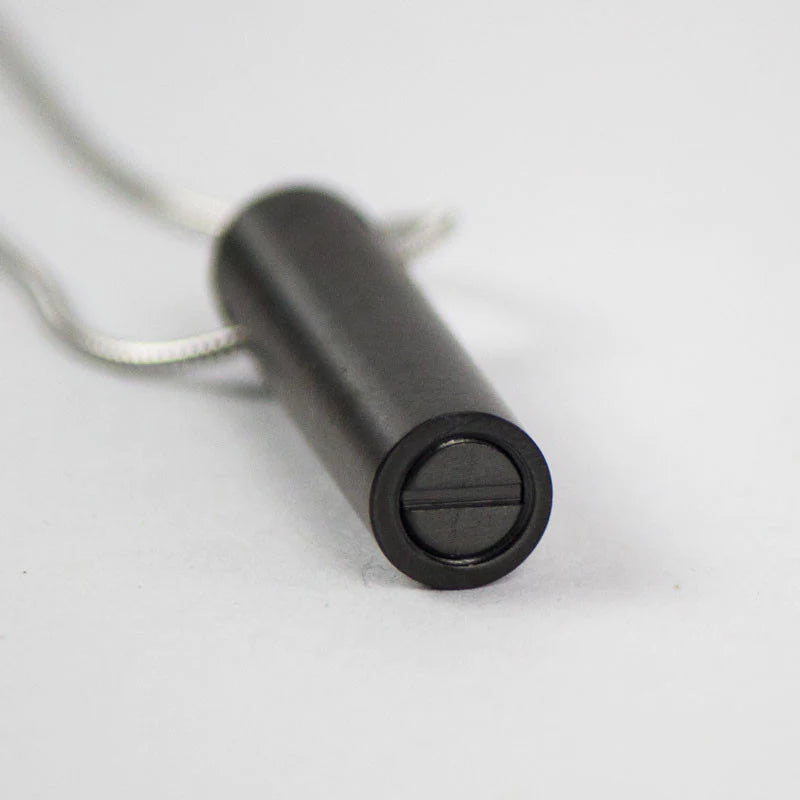 Onyx Cylinder Stainless Steel Necklace