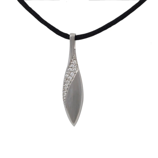 Diamond Tear Drop Sterling Silver Necklace