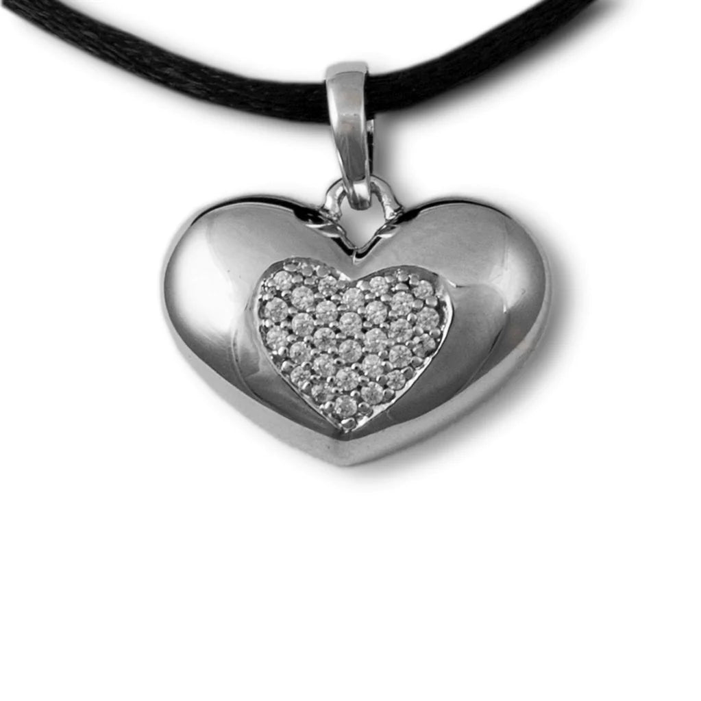 Jeweled Heart Sterling Silver Necklace