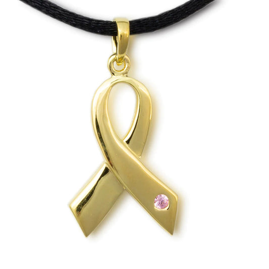 Breast Cancer Ribbon Sterling Silver Necklace