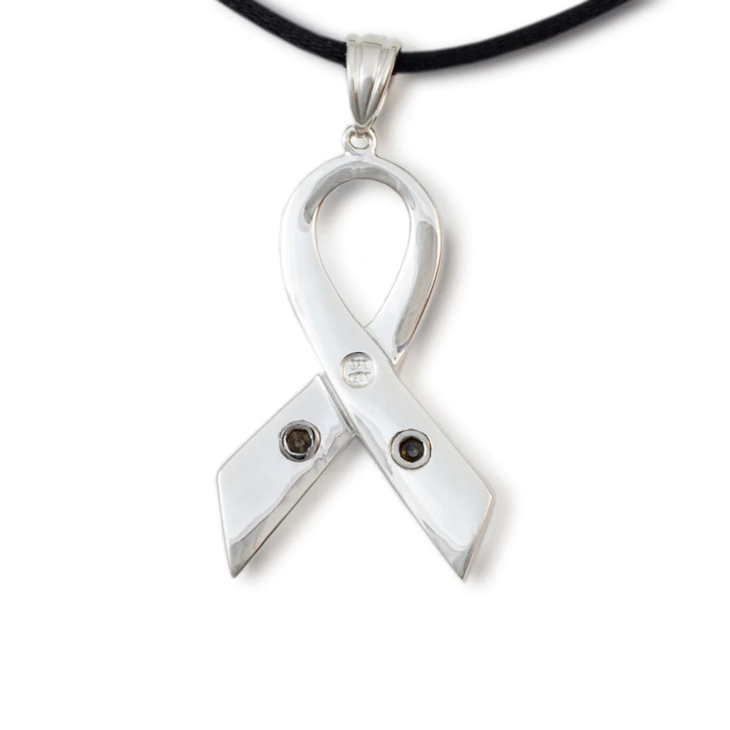 Breast Cancer Ribbon Sterling Silver Necklace