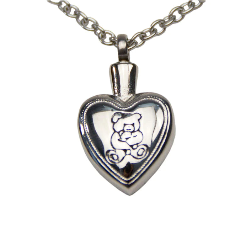 Teddy Bear Heart Stainless Steel Necklace