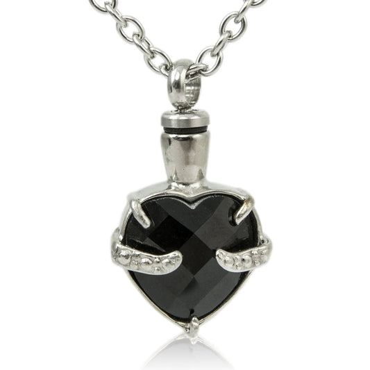 Obsidian Heart Stainless Steel Necklace